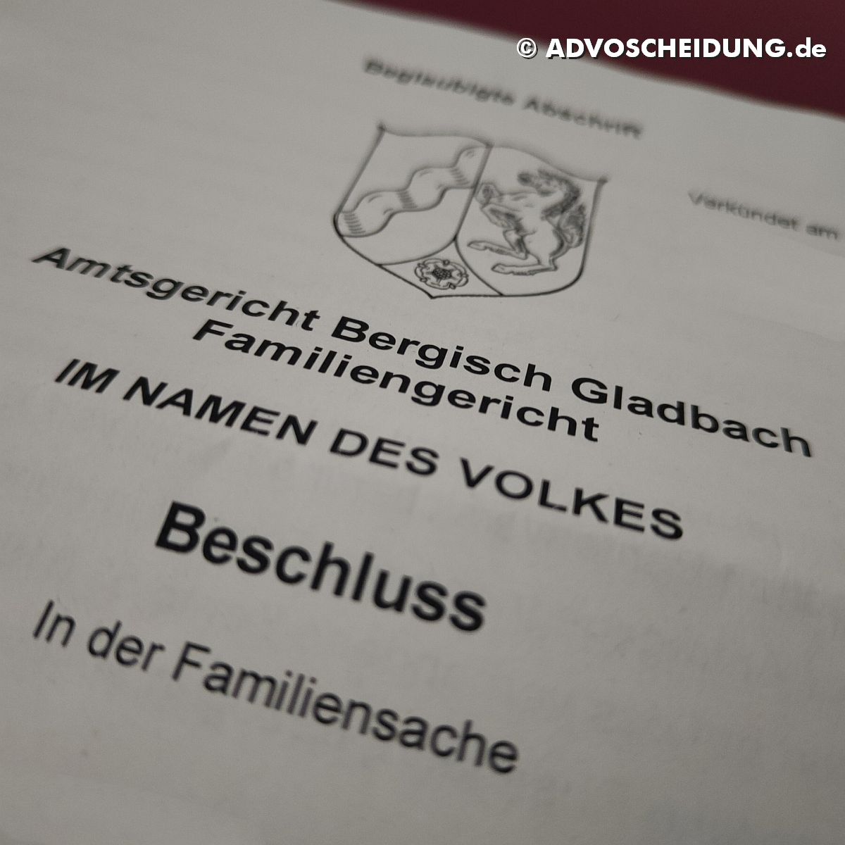 Scheidungsbeschluss nach Einreichung der Scheidung online über das beA durch Anwalt in Bergisch Gladbach Scheidung online einreichen über beA in Bergisch Gladbach