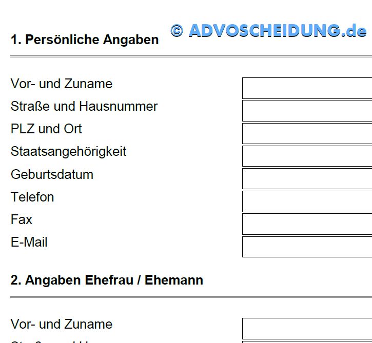 Trennungsjahr formular